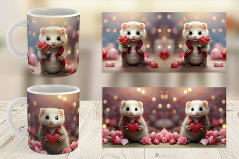 Mug Wrap Valentine Cute Ferret Sublimation artnoy 