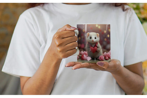 Mug Wrap Valentine Cute Ferret Sublimation artnoy 