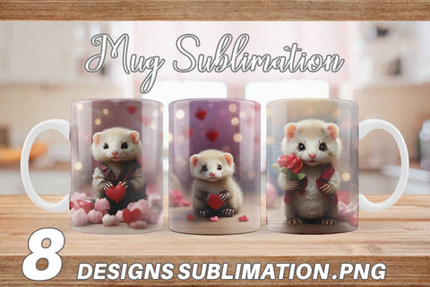 Mug Wrap Valentine Cute Ferret Sublimation artnoy 