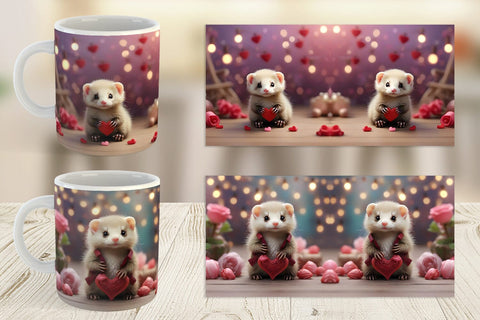 Mug Wrap Valentine Cute Ferret Sublimation artnoy 