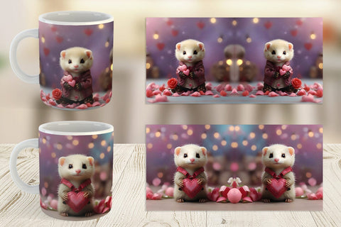 Mug Wrap Valentine Cute Ferret Sublimation artnoy 