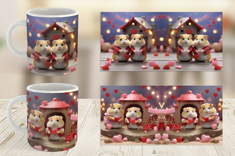 Mug Wrap Valentine Cute Hamsters Sublimation artnoy 