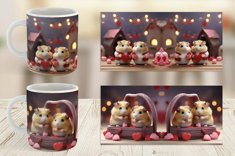 Mug Wrap Valentine Cute Hamsters Sublimation artnoy 