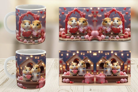Mug Wrap Valentine Cute Hamsters Sublimation artnoy 