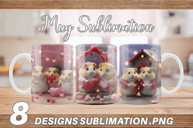 Mug Wrap Valentine Cute Hamsters Sublimation artnoy 