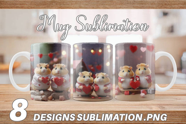 Mug Wrap Valentine Cute Hamsters Sublimation artnoy 