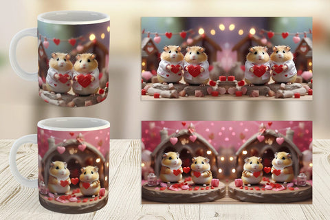 Mug Wrap Valentine Cute Hamsters Sublimation artnoy 