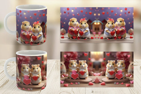 Mug Wrap Valentine Cute Hamsters Sublimation artnoy 