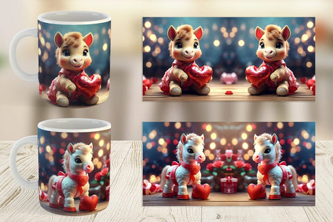 Mug Wrap Valentine Cute Horse Sublimation artnoy 