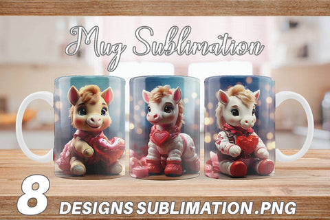 Mug Wrap Valentine Cute Horse Sublimation artnoy 