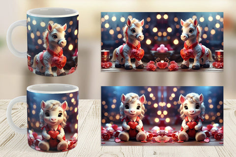 Mug Wrap Valentine Cute Horse Sublimation artnoy 