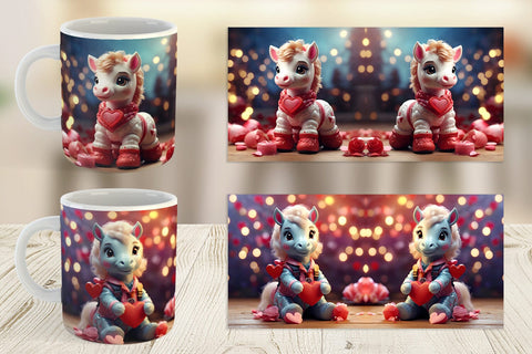 Mug Wrap Valentine Cute Horse Sublimation artnoy 