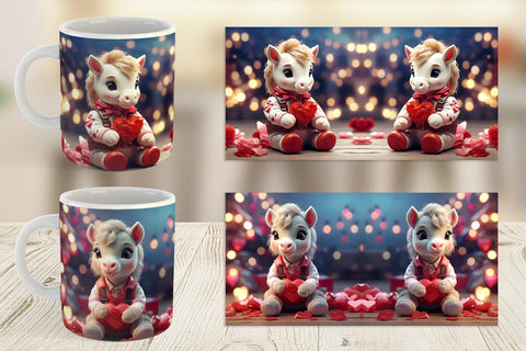 Mug Wrap Valentine Cute Horse Sublimation artnoy 