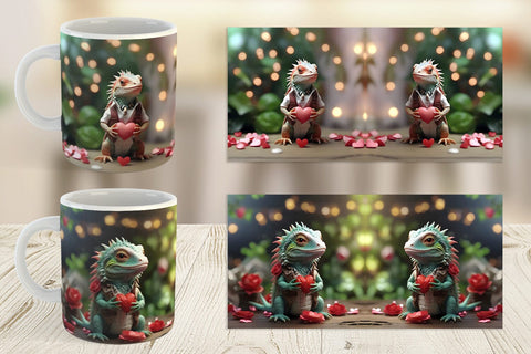 Mug Wrap Valentine Cute Iguana Sublimation artnoy 