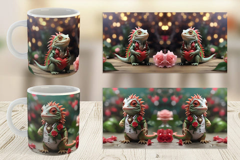 Mug Wrap Valentine Cute Iguana Sublimation artnoy 