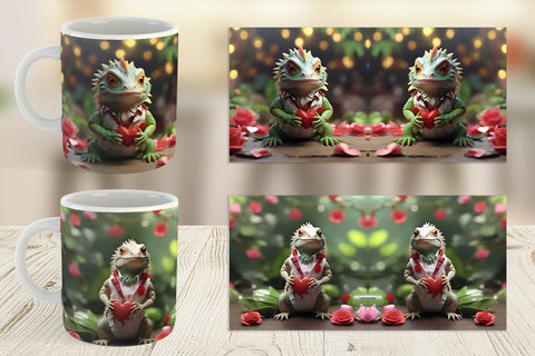 Mug Wrap Valentine Cute Iguana Sublimation artnoy 