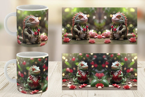 Mug Wrap Valentine Cute Iguana Sublimation artnoy 