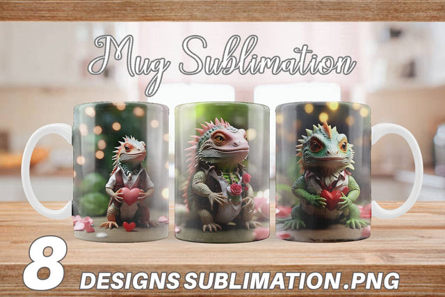 Mug Wrap Valentine Cute Iguana Sublimation artnoy 