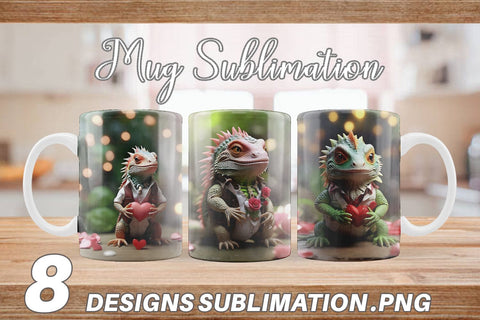 Mug Wrap Valentine Cute Iguana Sublimation artnoy 