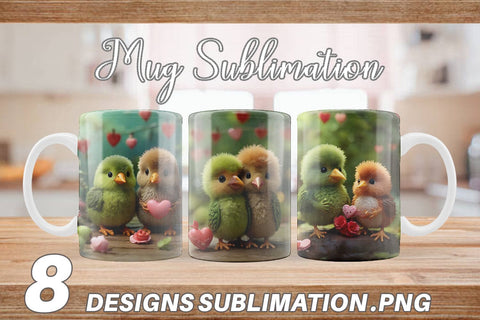 Mug Wrap Valentine Cute Kiwi Bird Sublimation artnoy 