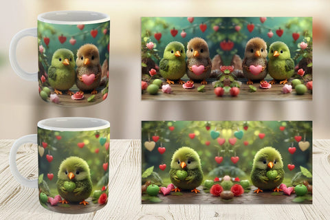 Mug Wrap Valentine Cute Kiwi Bird Sublimation artnoy 