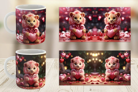 Mug Wrap Valentine Cute Lion Sublimation artnoy 