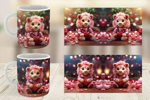 Mug Wrap Valentine Cute Lion Sublimation artnoy 