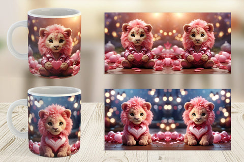 Mug Wrap Valentine Cute Lion Sublimation artnoy 