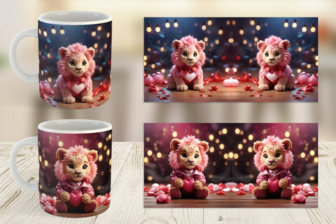 Mug Wrap Valentine Cute Lion Sublimation artnoy 