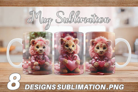 Mug Wrap Valentine Cute Lion Sublimation artnoy 