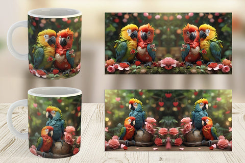 Mug Wrap Valentine Cute Macaw Bird Sublimation artnoy 