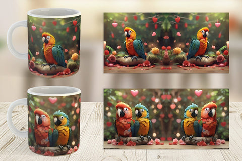 Mug Wrap Valentine Cute Macaw Bird Sublimation artnoy 