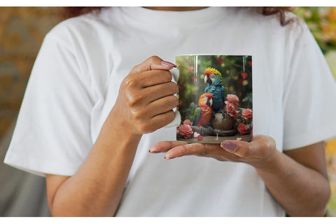 Mug Wrap Valentine Cute Macaw Bird Sublimation artnoy 