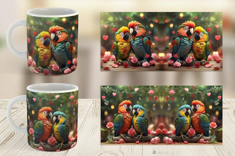 Mug Wrap Valentine Cute Macaw Bird Sublimation artnoy 