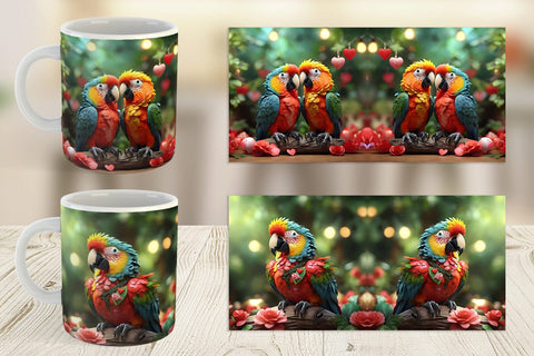 Mug Wrap Valentine Cute Macaw Bird Sublimation artnoy 