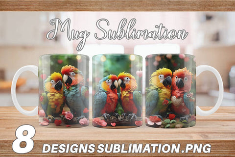 Mug Wrap Valentine Cute Macaw Bird Sublimation artnoy 