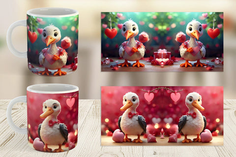 Mug Wrap Valentine Cute Stork Bird Sublimation artnoy 