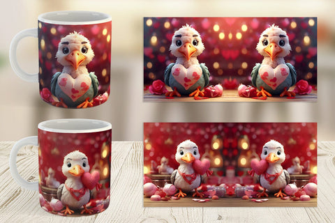 Mug Wrap Valentine Cute Stork Bird Sublimation artnoy 