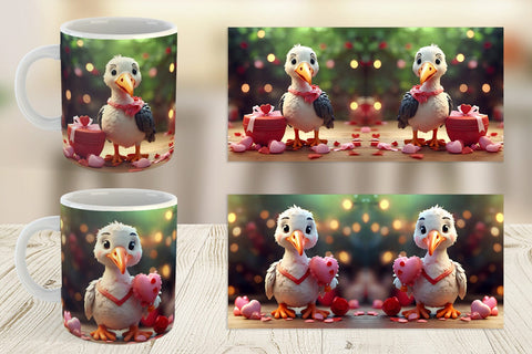 Mug Wrap Valentine Cute Stork Bird Sublimation artnoy 