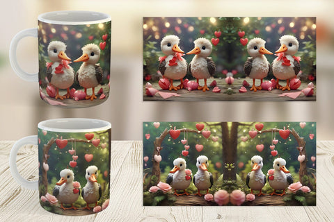 Mug Wrap Valentine Cute Stork Sublimation artnoy 