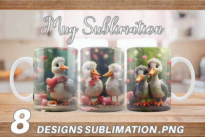 Mug Wrap Valentine Cute Stork Sublimation artnoy 