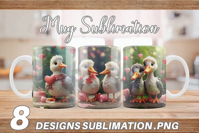 Mug Wrap Valentine Cute Stork Sublimation artnoy 
