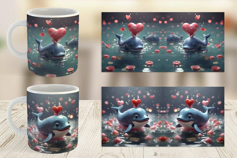 Mug Wrap Valentine Cute Whale Sublimation artnoy 