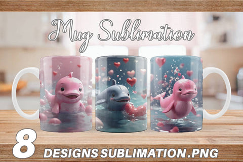 Mug Wrap Valentine Cute Whale Sublimation artnoy 
