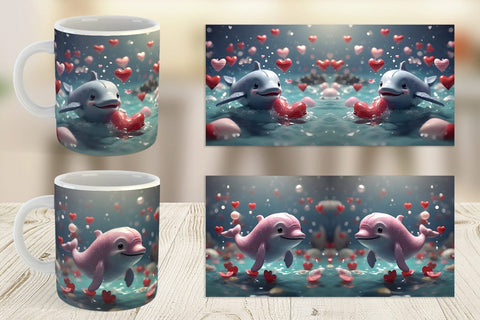 Mug Wrap Valentine Cute Whale Sublimation artnoy 