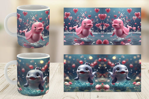 Mug Wrap Valentine Cute Whale Sublimation artnoy 