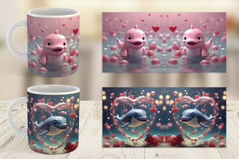 Mug Wrap Valentine Cute Whale Sublimation artnoy 