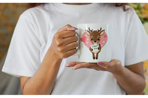 Mug Wrap Valentine Deer Cartoon Sublimation artnoy 