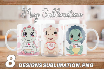 Mug Wrap Valentine Dinosaur Cartoon Sublimation artnoy 