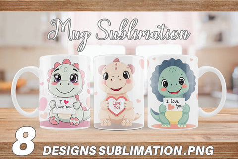 Mug Wrap Valentine Dinosaur Cartoon Sublimation artnoy 
